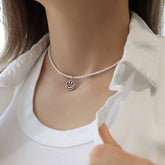 Pearl Smiley Face Necklace BlackSugar-Best Online Jewelry Shop Earrings, Necklaces, Rings, Located West Los Angeles